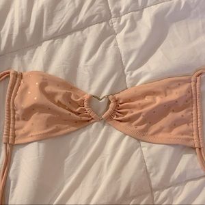 Heart Keyhole Pink & Gold Bikini Top 👙